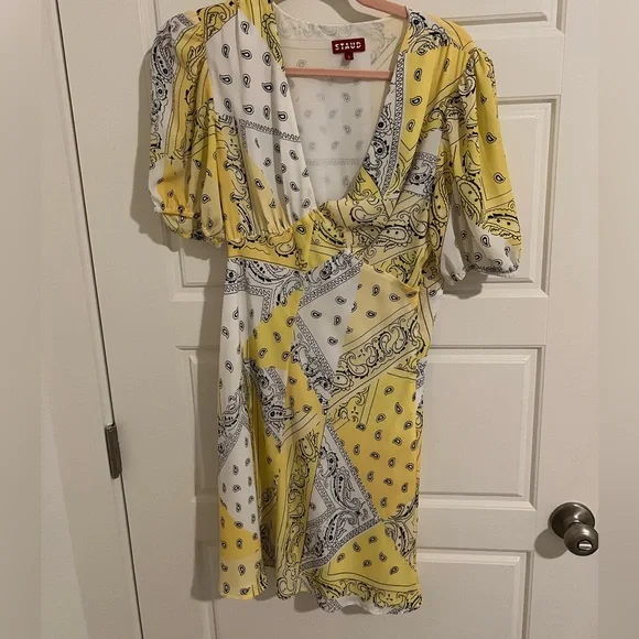 STAUD | Dresses | Yellow Staud Bandana Mini Dress | Poshmark